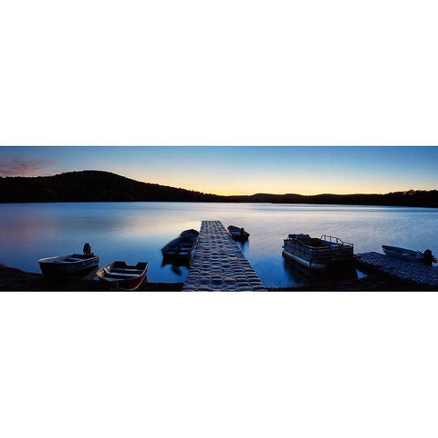 Lakescape Panorama I Black Modern Wood Framed Art Print with Double Matting by McLoughlin, James