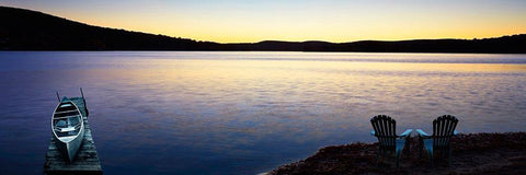 Lakescape Panorama II Black Ornate Wood Framed Art Print with Double Matting by McLoughlin, James