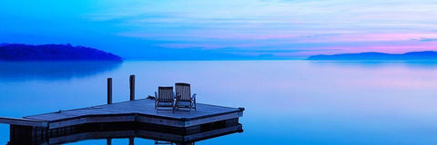 Lakescape Panorama III Black Ornate Wood Framed Art Print with Double Matting by McLoughlin, James