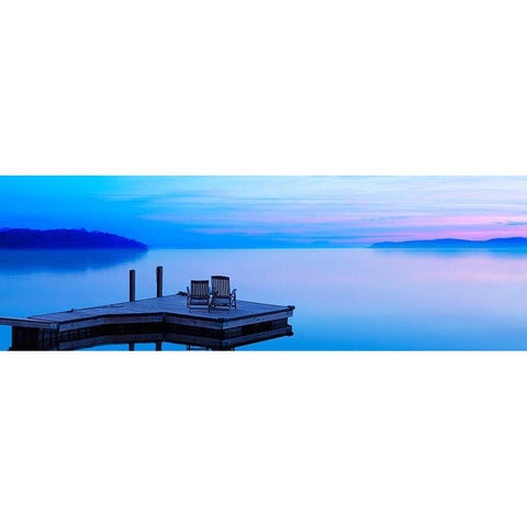 Lakescape Panorama III White Modern Wood Framed Art Print by McLoughlin, James