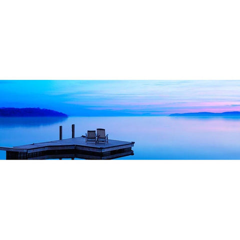 Lakescape Panorama IV Black Modern Wood Framed Art Print with Double Matting by McLoughlin, James