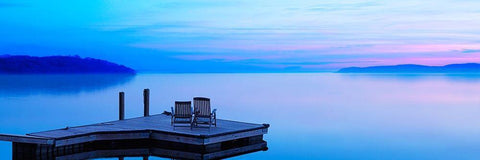 Lakescape Panorama IV White Modern Wood Framed Art Print with Double Matting by McLoughlin, James