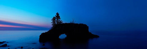 Lakescape Panorama IX White Modern Wood Framed Art Print with Double Matting by McLoughlin, James