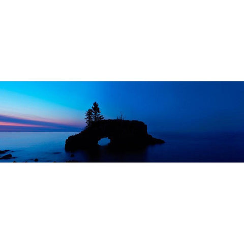 Lakescape Panorama IX White Modern Wood Framed Art Print by McLoughlin, James