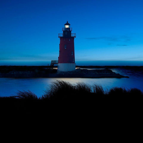 Lighthouse at Night IV Gold Ornate Wood Framed Art Print with Double Matting by McLoughlin, James