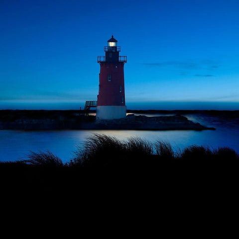 Lighthouse at Night IV Black Ornate Wood Framed Art Print with Double Matting by McLoughlin, James