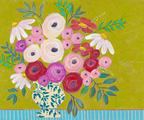 Bold Flowers I Black Ornate Wood Framed Art Print with Double Matting by Moore, Regina