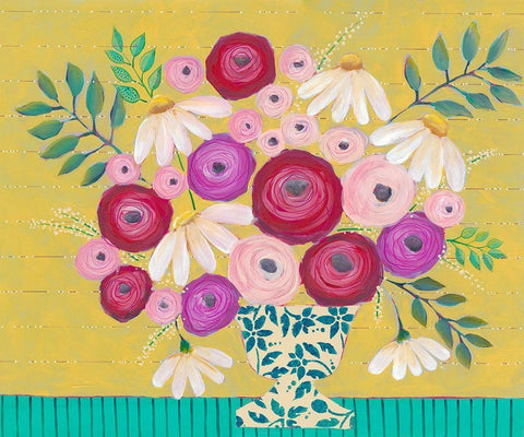 Bold Flowers II Black Ornate Wood Framed Art Print with Double Matting by Moore, Regina