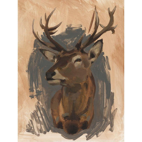 Red Deer Stag II Gold Ornate Wood Framed Art Print with Double Matting by Green, Jacob