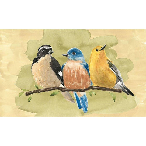 Bird Perch IV Gold Ornate Wood Framed Art Print with Double Matting by Warren, Annie