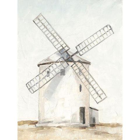 European Windmill I White Modern Wood Framed Art Print by Harper, Ethan