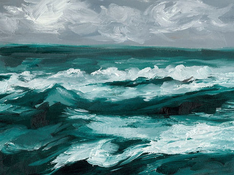 Moonlit Waves I Black Ornate Wood Framed Art Print with Double Matting by Harper, Ethan