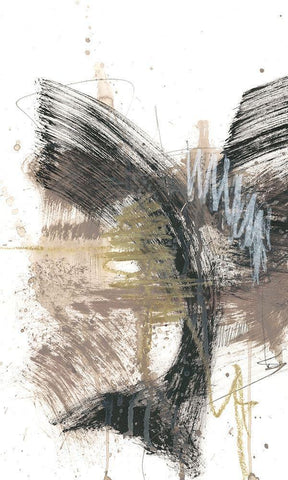 Black, Gold and Taupe I Black Ornate Wood Framed Art Print with Double Matting by Goldberger, Jennifer