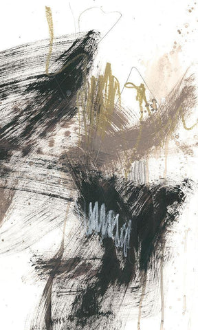 Black, Gold and Taupe II White Modern Wood Framed Art Print with Double Matting by Goldberger, Jennifer