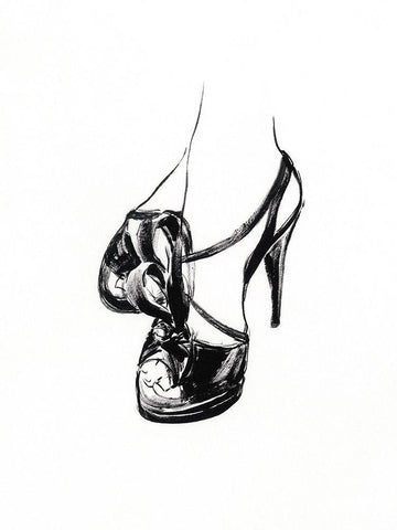 Black Heels I White Modern Wood Framed Art Print with Double Matting by Harper, Ethan