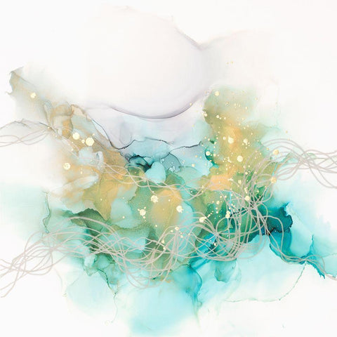 Interwoven Metallics I Black Modern Wood Framed Art Print with Double Matting by Goldberger, Jennifer