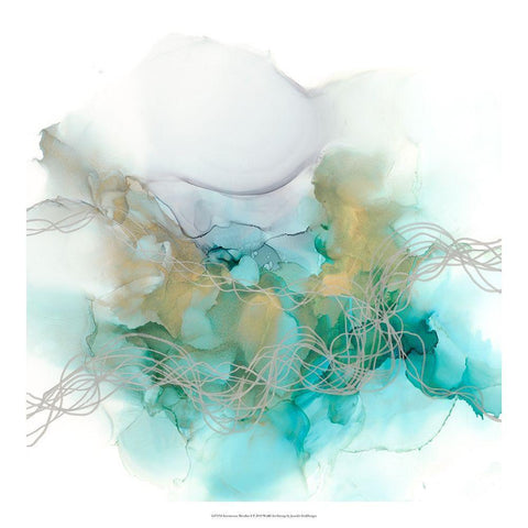 Interwoven Metallics I White Modern Wood Framed Art Print with Double Matting by Goldberger, Jennifer