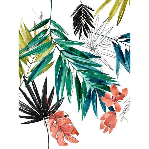 Tropical Composition II Black Modern Wood Framed Art Print with Double Matting by Goldberger, Jennifer