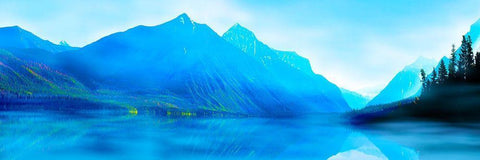 Mountainscape Panorama II White Modern Wood Framed Art Print with Double Matting by McLoughlin, James