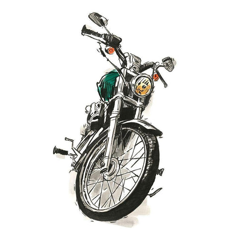 Motorcycles in Ink I White Modern Wood Framed Art Print by Warren, Annie