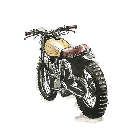 Motorcycles in Ink III Gold Ornate Wood Framed Art Print with Double Matting by Warren, Annie