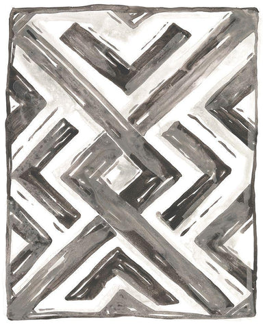 Tribal Geometry I White Modern Wood Framed Art Print with Double Matting by Vess, June Erica