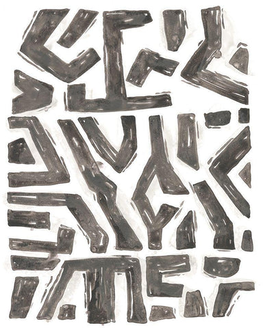 Tribal Geometry III White Modern Wood Framed Art Print with Double Matting by Vess, June Erica