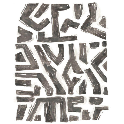 Tribal Geometry III Black Modern Wood Framed Art Print with Double Matting by Vess, June Erica