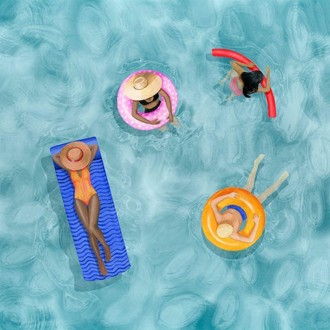 Poolside I Black Modern Wood Framed Art Print with Double Matting by Popp, Grace