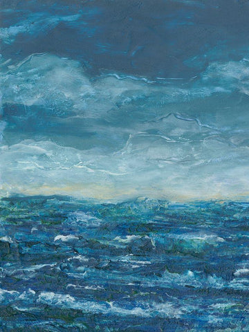 Dark Seas I White Modern Wood Framed Art Print with Double Matting by Chandler, Sharon