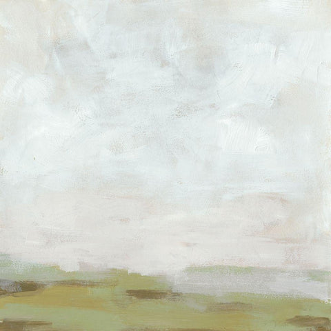 Moss Horizon I White Modern Wood Framed Art Print with Double Matting by Vess, June Erica