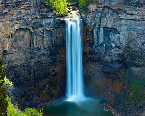 Waterfall Portrait I White Modern Wood Framed Art Print with Double Matting by McLoughlin, James