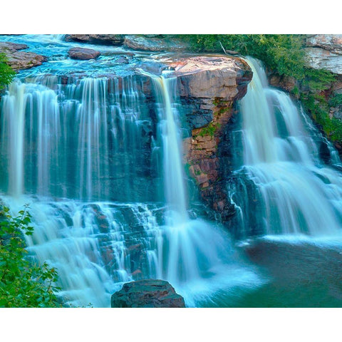 Waterfall Portrait II Black Modern Wood Framed Art Print by McLoughlin, James