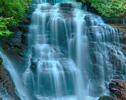Waterfall Portrait III White Modern Wood Framed Art Print with Double Matting by McLoughlin, James