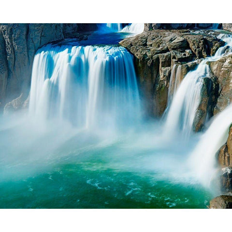 Waterfall Portrait IV Black Modern Wood Framed Art Print by McLoughlin, James