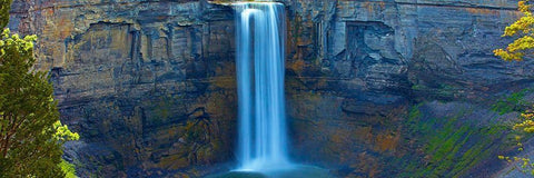 Waterfall Panorama I White Modern Wood Framed Art Print with Double Matting by McLoughlin, James