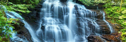 Waterfall Panorama III Black Ornate Wood Framed Art Print with Double Matting by McLoughlin, James