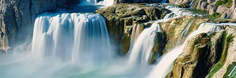 Waterfall Panorama IV Black Ornate Wood Framed Art Print with Double Matting by McLoughlin, James