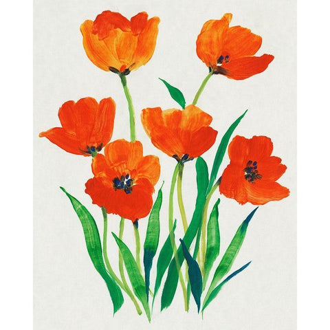 Red Tulips in Bloom I White Modern Wood Framed Art Print by OToole, Tim