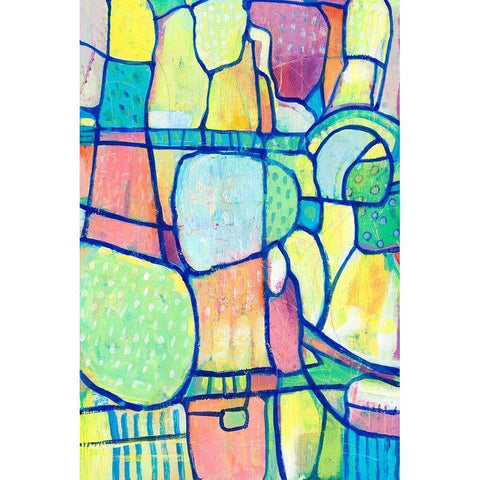 Stained Glass Composition I White Modern Wood Framed Art Print by OToole, Tim