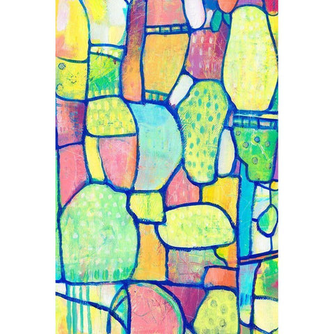 Stained Glass Composition II Gold Ornate Wood Framed Art Print with Double Matting by OToole, Tim