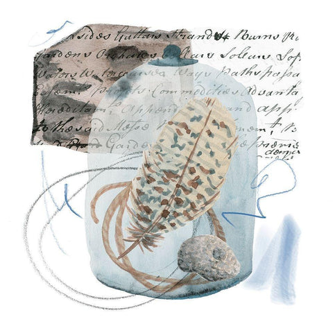 Message in a Bottle III White Modern Wood Framed Art Print by Wang, Melissa