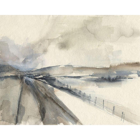 Vanishing Pathway I Black Modern Wood Framed Art Print with Double Matting by Goldberger, Jennifer