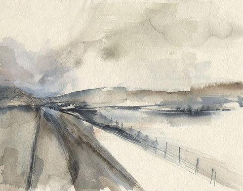 Vanishing Pathway I Black Ornate Wood Framed Art Print with Double Matting by Goldberger, Jennifer