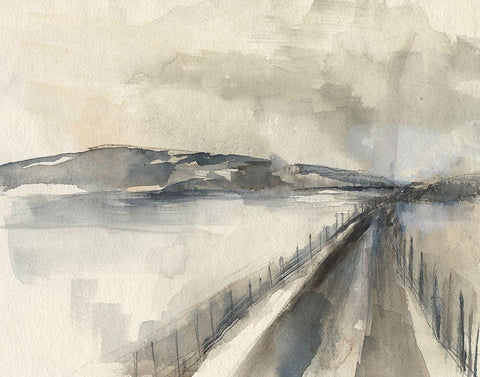 Vanishing Pathway II White Modern Wood Framed Art Print with Double Matting by Goldberger, Jennifer