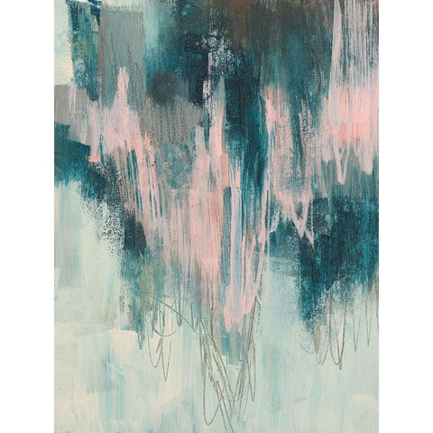 Blush Cascade I Black Modern Wood Framed Art Print with Double Matting by Goldberger, Jennifer