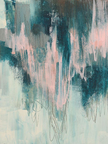 Blush Cascade I White Modern Wood Framed Art Print with Double Matting by Goldberger, Jennifer