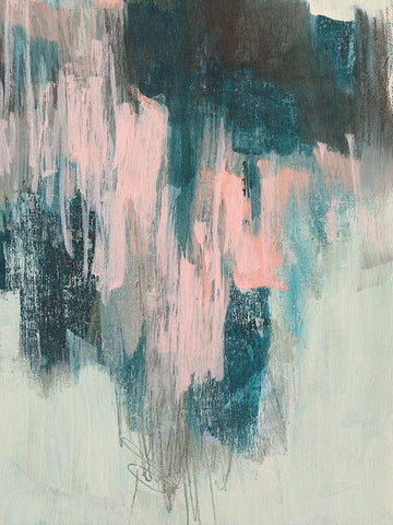 Blush Cascade II White Modern Wood Framed Art Print with Double Matting by Goldberger, Jennifer