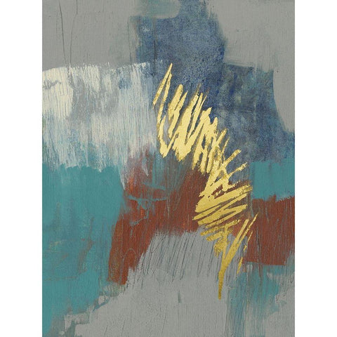 Scripted Rust and Teal II Black Modern Wood Framed Art Print by Goldberger, Jennifer