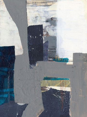 Teal Inset I Black Ornate Wood Framed Art Print with Double Matting by Goldberger, Jennifer